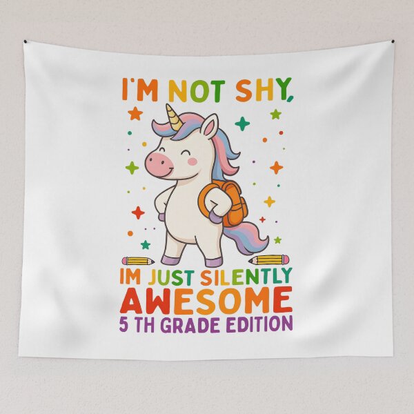 Item preview, Cute Unicorn Back to School 5th Grade Design – I'm Not Shy, I'm Just Silently Awesome designed and sold by tigger shop.