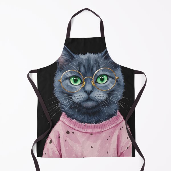 Item preview, Gray Cat with Glasses and Pink Sweater – Watercolor Style designed and sold by peetcast.