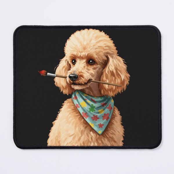 Item preview, Cute Poodle Holding a Paintbrush with Flower Bandana – Art Dog Illustration designed and sold by peetcast.