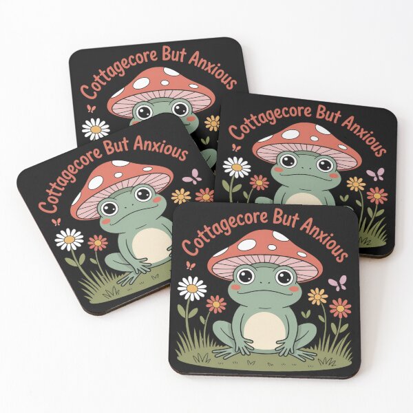 Item preview, “Cottagecore But Anxious” - Pastel Frog in Mushroom Hat Illustration designed and sold by Silly Shapes Co..