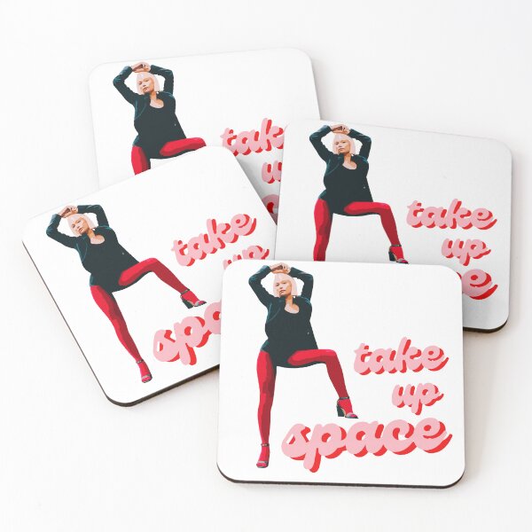 Item preview, Take Up Space - proud stance bold woman wide leg pose with red tights designed and sold by RabbitHoleThings.