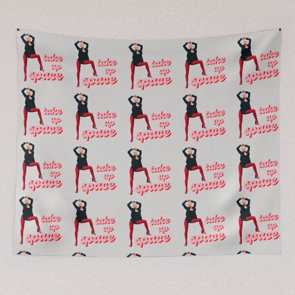 Item preview, Take Up Space - proud stance bold woman wide leg pose with red tights designed and sold by RabbitHoleThings.