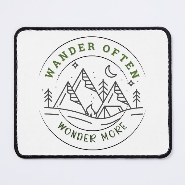 Item preview, Wander Often Wonder More Minimalist T-Shirt | Hiking and Travel Quote Tee | Outdoor Nature Lover Gift designed and sold by Chévere Nomad.