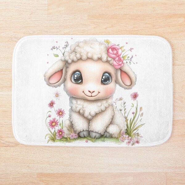 Item preview, Adorable ovejita sentada entre flores | Ilustración de cordero en tonos pastel | Arte infantil de animales de primavera designed and sold by Winarrts.