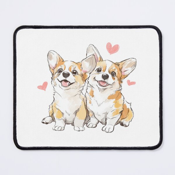 Item preview, Corgi Puppy Pair – Cute Cartoon Dog Art designed and sold by newnomads-art.