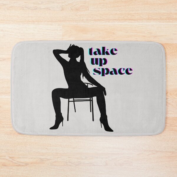 Item preview, Take Up Space - dramatic black silhouette woman wide leg sitting pose bold font designed and sold by RabbitHoleThings.