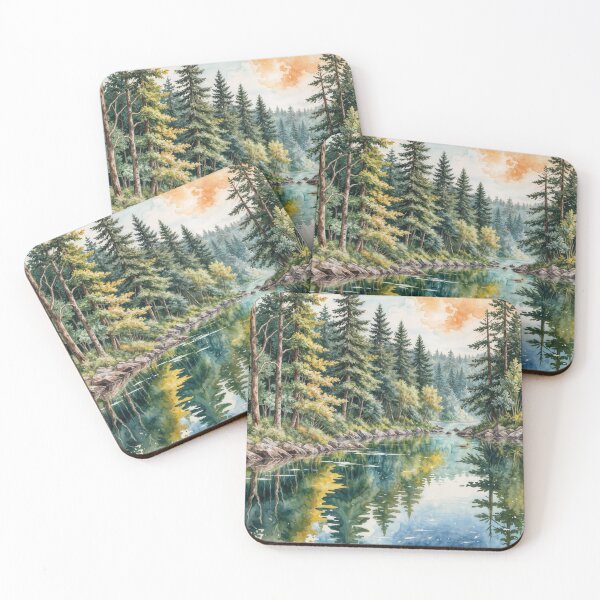 Item preview, Watercolor River With Pine Trees designed and sold by Maria Dryfhout.