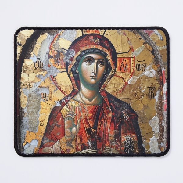 Item preview, Byzantine Icon Art – Madonna & Gold Mosaic Fragment designed and sold by Myra365Art.