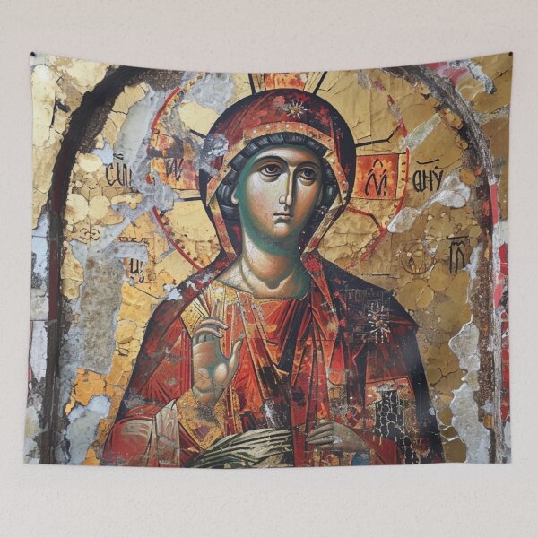 Item preview, Byzantine Icon Art – Madonna & Gold Mosaic Fragment designed and sold by Myra365Art.