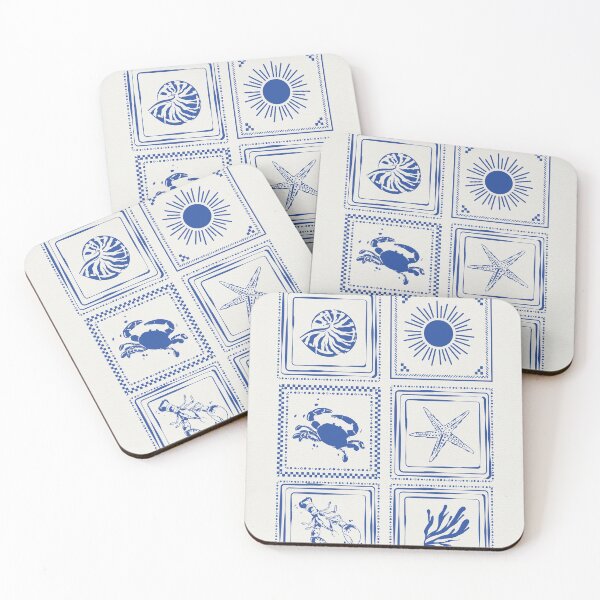 Item preview, the beach is calling - stamp and postcard collage - blue and white coastal  designed and sold by jessicaleah15.