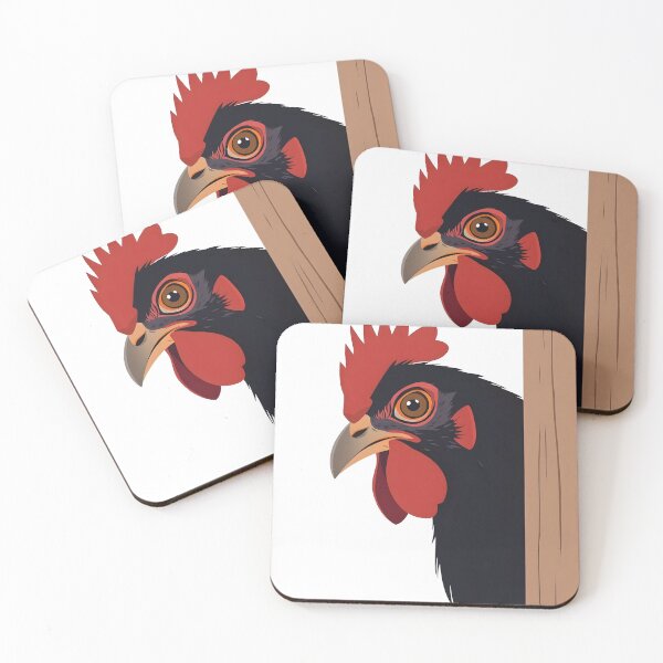 Item preview, Black Rooster Peekaboo – Bold Rooster Peeking Illustration designed and sold by EmeraldeaArt.