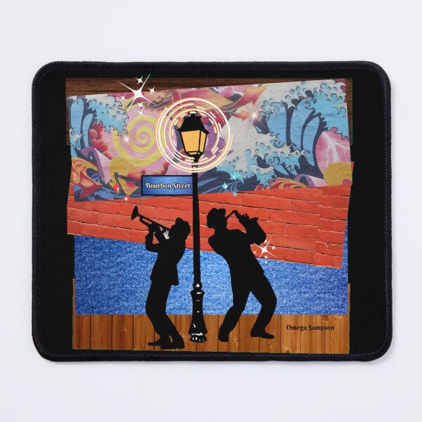 Item preview, Orange Collage of Bourbon Street Music Duo designed and sold by artbyomega.