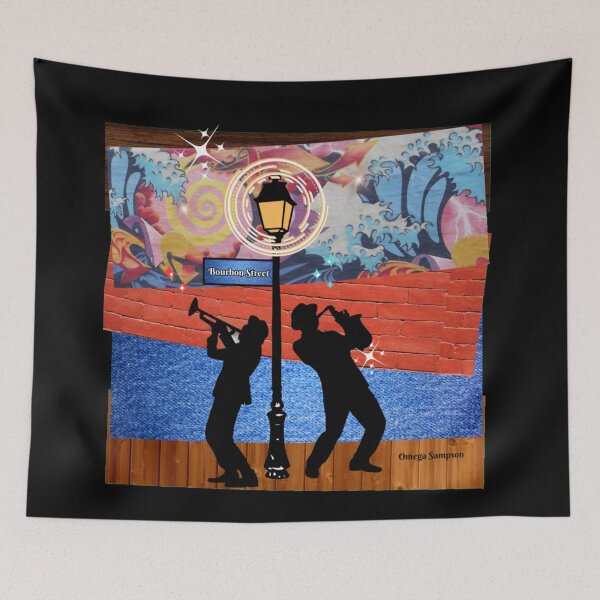 Item preview, Orange Collage of Bourbon Street Music Duo designed and sold by artbyomega.