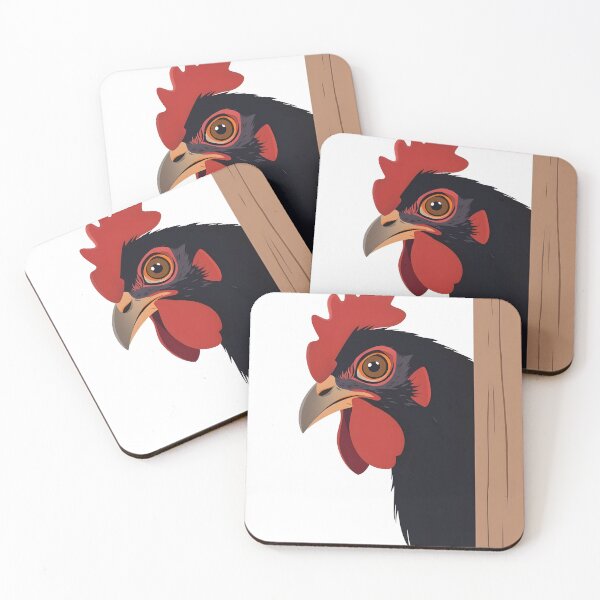 Item preview, Black Hen Peekaboo – Curious Chicken Illustration designed and sold by EmeraldeaArt.