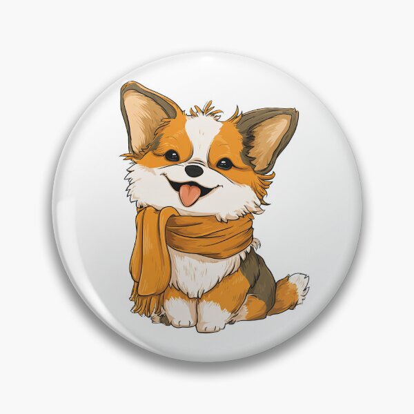 Item preview, Cute Corgi Puppy in Cozy Scarf – Dog Art Design designed and sold by newnomads-art.