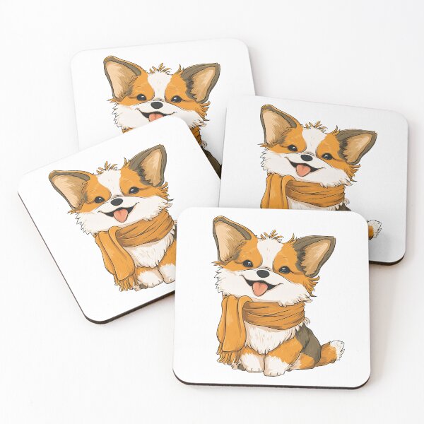Item preview, Cute Corgi Puppy in Cozy Scarf – Dog Art Design designed and sold by newnomads-art.