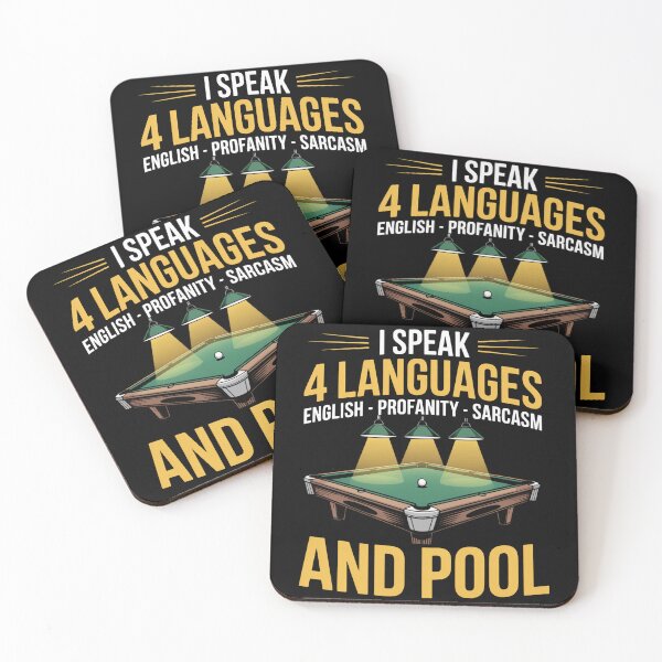 Artikelvorschau, Ich spreche 4 Sprachen Billard Pool Spieler 8 Ball 9 Ball entworfen und verkauft von sols.