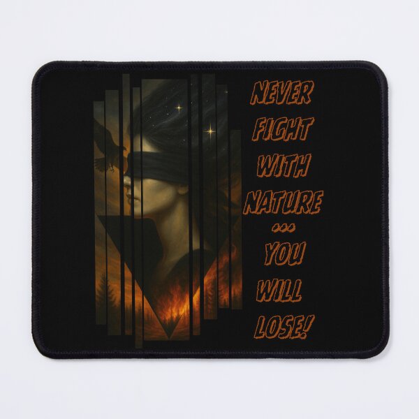 Item preview, Never Fight with Nature – Surreal Feminine Portrait and Wildfire Warning designed and sold by SmyrnaArtGalery.