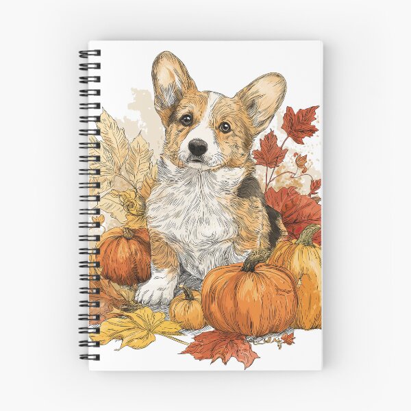 Item preview, Cardigan Welsh Corgi with Pumpkins and Fall Leaves designed and sold by newnomads-art.