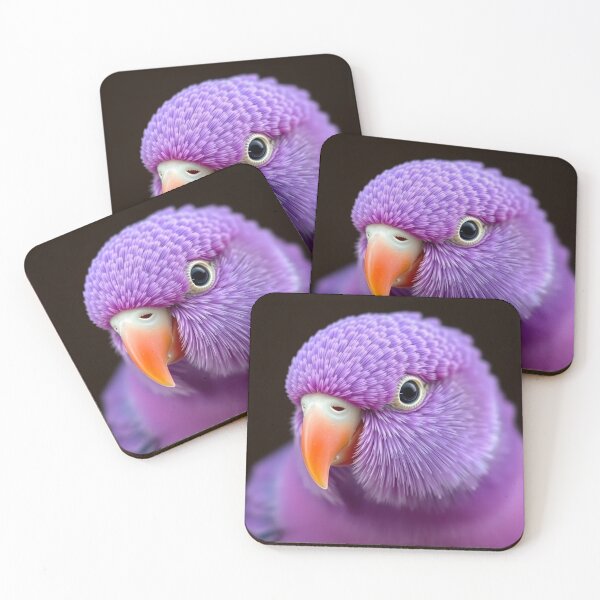 Item preview, Fluffy Purple Parrot Close-Up – Cute Bird Photography designed and sold by EmeraldeaArt.