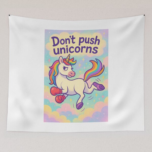 Item preview, Don’t Push Unicorns | Funny Sassy Boxing Unicorn Design designed and sold by Uglyandcute.