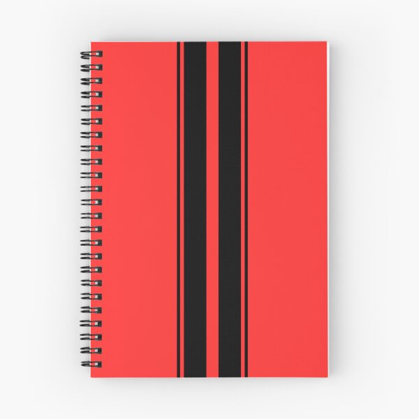 Artikelvorschau, Doppelte schwarze Streifen mit Nadelstreifen außen (roter Hintergrund) entworfen und verkauft von Racing Stripes Only.