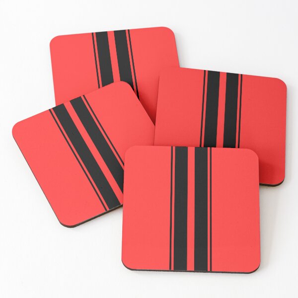 Item preview, Dual Black Stripes With Outside Pinstripes ( Red Background ) designed and sold by Racing Stripes Only.