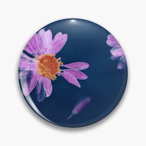Item preview, Cyanotype Gouache Painting – Purple Daisy Bloom & Falling Petals designed and sold by paulkerrigan.