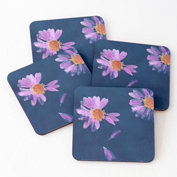 Item preview, Cyanotype Gouache Painting – Purple Daisy Bloom & Falling Petals designed and sold by paulkerrigan.