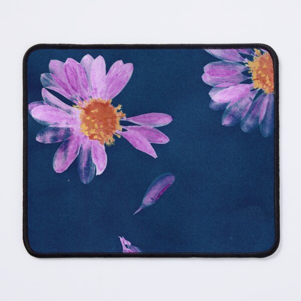 Item preview, Cyanotype Gouache Painting – Purple Daisy Bloom & Falling Petals designed and sold by paulkerrigan.