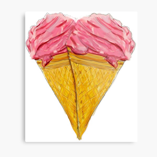 Ice Cream Love Heart Metal Print