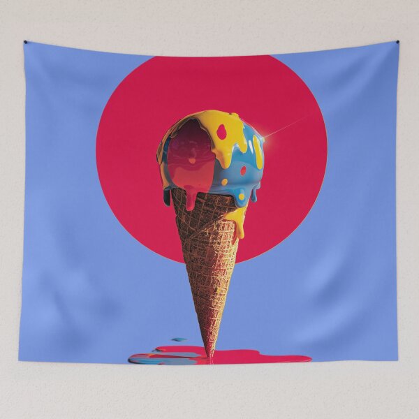 Item preview, Melting Sun – Surreal Dripping Ice Cream Art designed and sold by LoomisDreams.