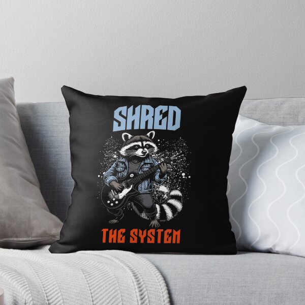 Item preview, Heavy Metal Guitar Player Tee, Unisex T-Shirt for Music Lovers, Shred The System Shirt, Racoon Graphic Tee, Concert Attire, Band Merchandise designed and sold by Orens POD.