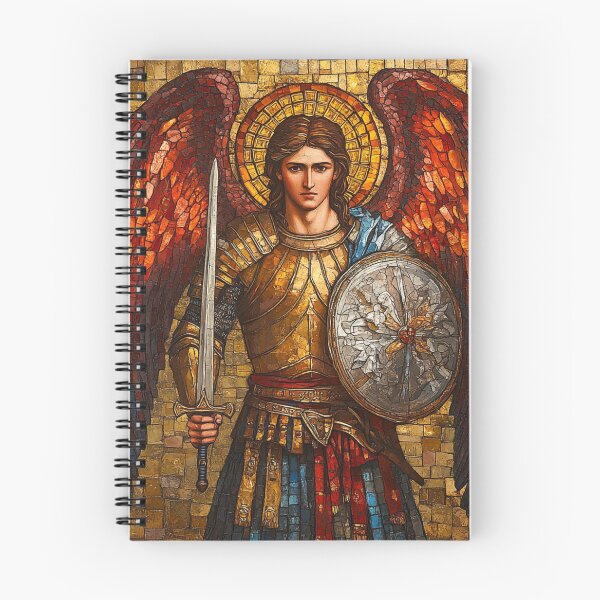 Item preview, Mosaic Icon of Archangel Michael – Warrior of Light with Sword and Shield designed and sold by Myra365Art.