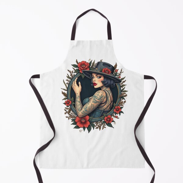 Item preview, Vintage goth tattooed lady with flowers designed and sold by PalmRock.