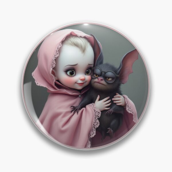 Item preview, Cute gothic vampire baby girl with grumpy bat designed and sold by PalmRock.