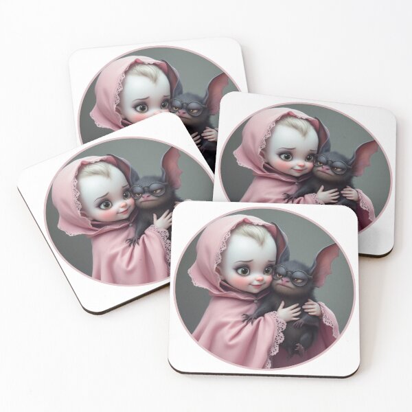 Item preview, Cute gothic vampire baby girl with grumpy bat designed and sold by PalmRock.