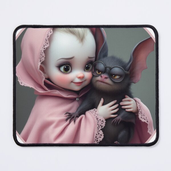 Item preview, Cute gothic vampire baby girl with grumpy bat designed and sold by PalmRock.