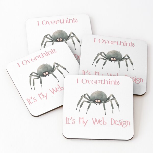 Item preview, I Overthink It’s My Web Design – Pink Funny Spider Pun Artwork, Witty Halloween Graphic designed and sold by baggycatsworld.