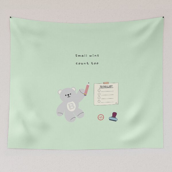 Item preview, Small Wins Count Too – Gentle Bear Mood ( Mint Green Background ) designed and sold by mintmono-studio.