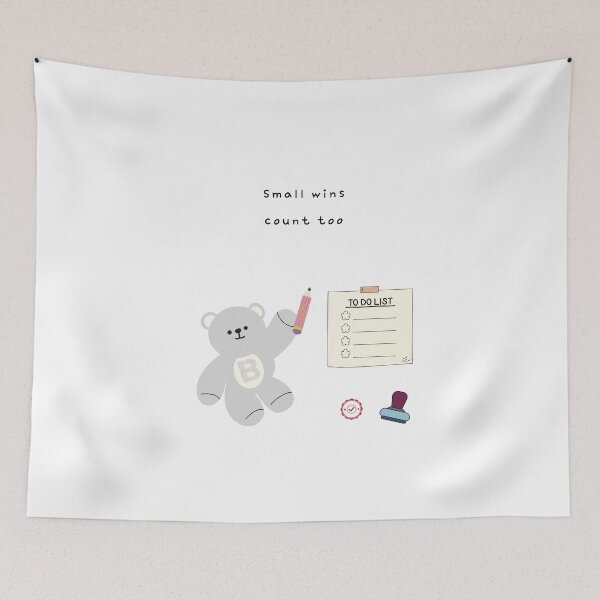 Item preview, Small Wins Count Too – Gentle Bear Mood ( White / Transparent Background ) designed and sold by mintmono-studio.