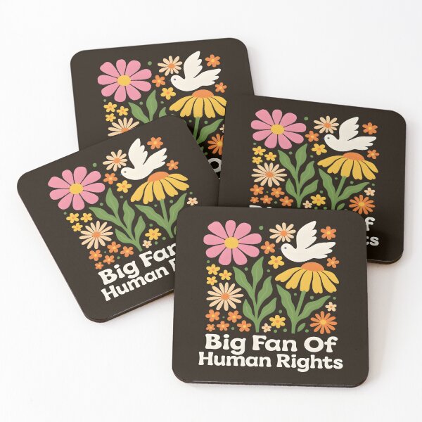 Item preview, Big Fan of Human Rights Retro Groovy Protest Equality Floral Freedom & dignity designed and sold by KamalaDesign.
