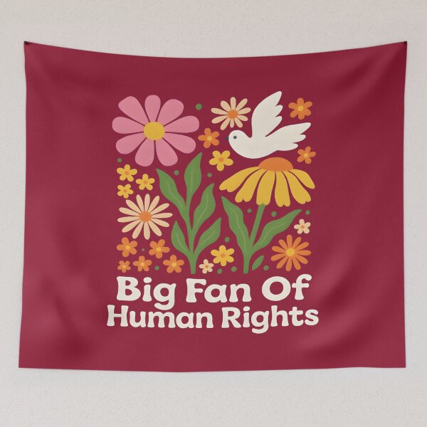 Item preview, Big Fan of Human Rights Retro Groovy Protest Equality Floral Freedom & dignity designed and sold by KamalaDesign.