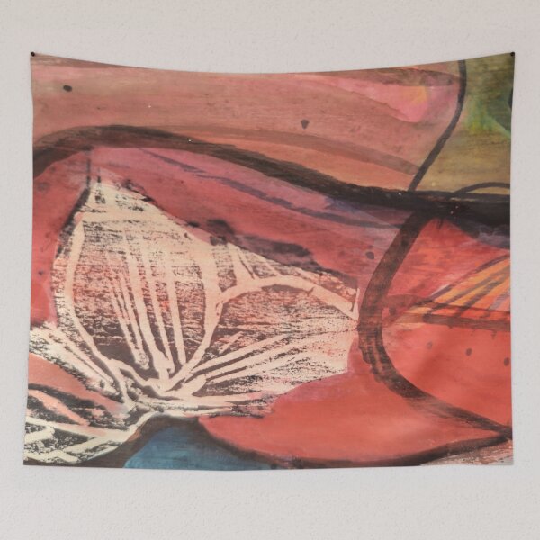 Item preview, Trillium block print on pink cadmium faded designed and sold by jessrussell.
