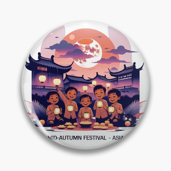 Item preview, Mid-Autumn Festival – Lanterns & Mooncakes Vector Art | Retro Asian Celebration Design designed and sold by LoliDesignShop.