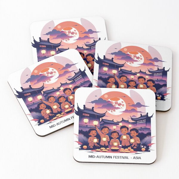 Item preview, Mid-Autumn Festival – Lanterns & Mooncakes Vector Art | Retro Asian Celebration Design designed and sold by LoliDesignShop.