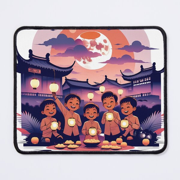Item preview, Mid-Autumn Festival – Lanterns & Mooncakes Vector Art | Retro Asian Celebration Design designed and sold by LoliDesignShop.