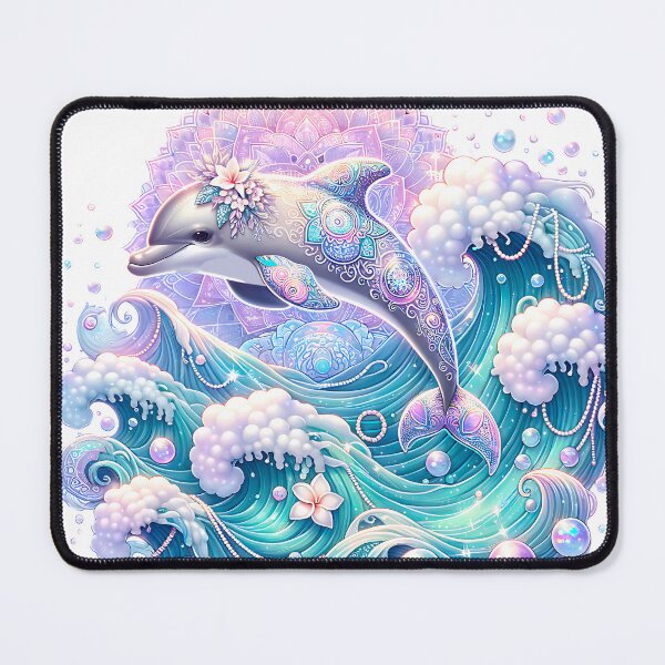 Item preview, Mystic Mandala Dolphin – Boho Ocean Fantasy Art designed and sold by DewCreates.