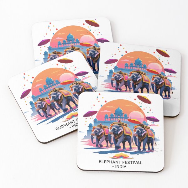 Item preview, Elephant Festival – Jaipur India Sunset Vector | Traditional Parade Celebration Art designed and sold by LoliDesignShop.