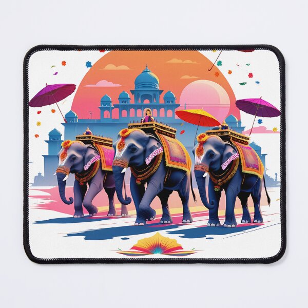 Item preview, Elephant Festival – Jaipur India Sunset Vector | Traditional Parade Celebration Art designed and sold by LoliDesignShop.